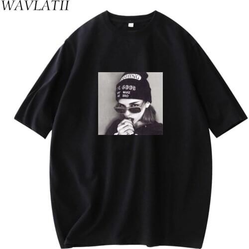 WAVLATII Women New Fashion Summer T shirt Female 100% Cotton Short Sleeve Tees Lady White Black Streetwear Tops WT2122