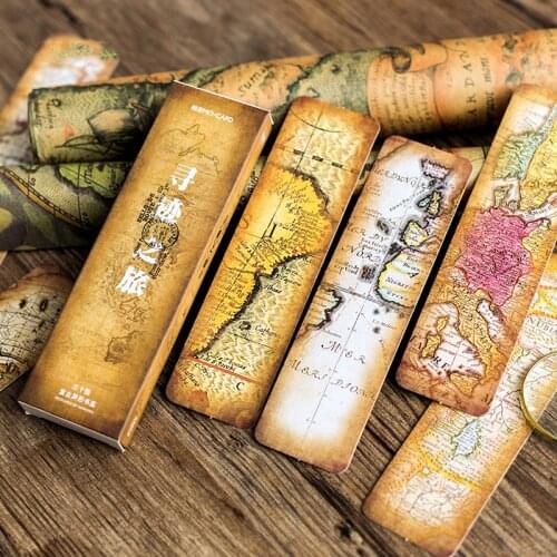 30pcs/Pack Vintage MapStyle Bookmarks For Book Retro Reading Maker Page Stationery Creative Paper Bookmark School Supplies