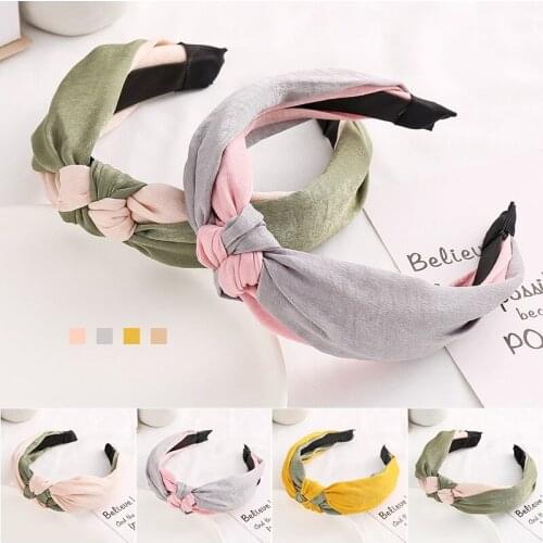 2020 Fashion Top Knot Hair Bands For Women Headdress Solid Color Cloth Headband Bezel Girls Hairband Hair Hoop Hair Accessories