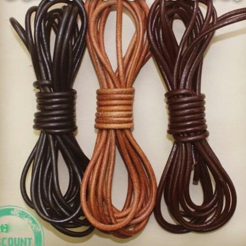 1/1.5/2/3/4/5/6/8mm 100% Genuine Leather Round Thong Cord Leather Cord String Rope for DIY Necklace Bracelet DIY Jewelry Making