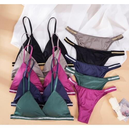 Seamless Bra Set for Women Underwear Push Up Lingerie Set Wire Free Bra and Panty Set Sexy Lurex Trim Intimates Female 2021