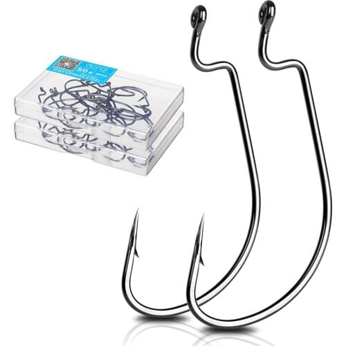 DONQL Wide Crank Fishing Hooks 10/20pcs Offset Fishhook For Soft Worm Lure Carbon Steel Barbed Carp Single Hook Fishing Tackle