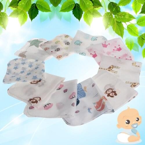 10pcs Baby Infant Towel 28*28cm Muslin Towel Handkerchiefs Two Layers Wipe Towel D08C