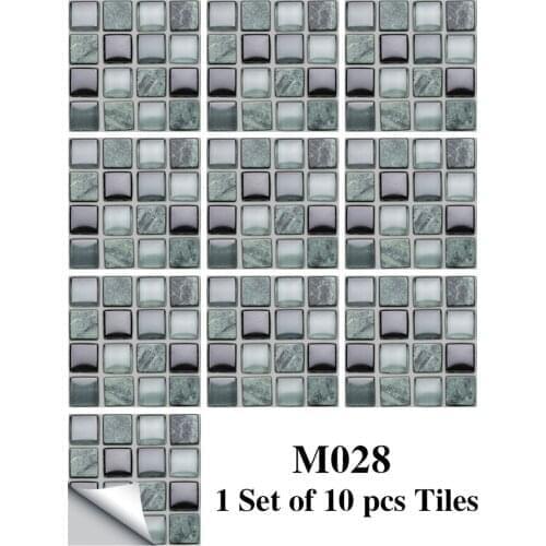 10pc 3d Crystal Tile Stickers Diy Waterproof Self-adhesive Wall Stickers Pattern Kitchen Backsplash Bathroom Wall Tile Sticker