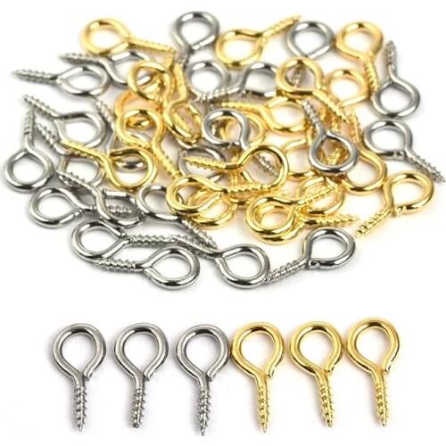 100pcs/Lot 4*8mm Mini Eye Pins Eyelets Screw Hooks Threaded Clasp Connector For Pendant DIY Jewelry Making Accessories 5 Color