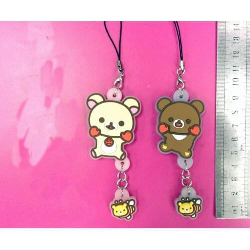3 pcs/set Genuine SAN-X toys Rilakkuma figures toy kawaii mini animal pvc figure phone strap/Keychain pendant toys free shipping