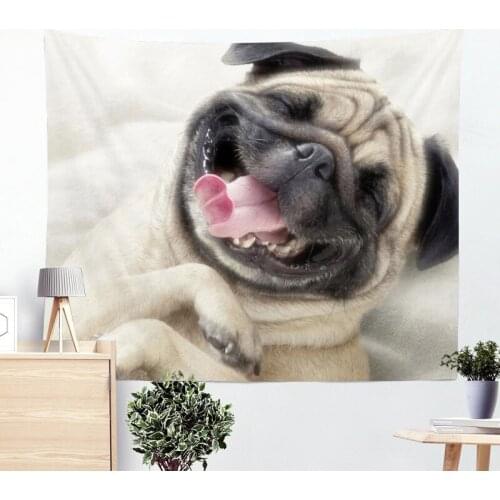 3D Creative Cool Cats Series Pattern Polyester Tapestry pug Animal Printed Wall Hanging Gobelin Living Room Home Decoration
