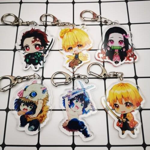 5 PCS Demon Slayers Blade Hand-made Acrylic Transparent Double-sided Keychain Pendant Anime