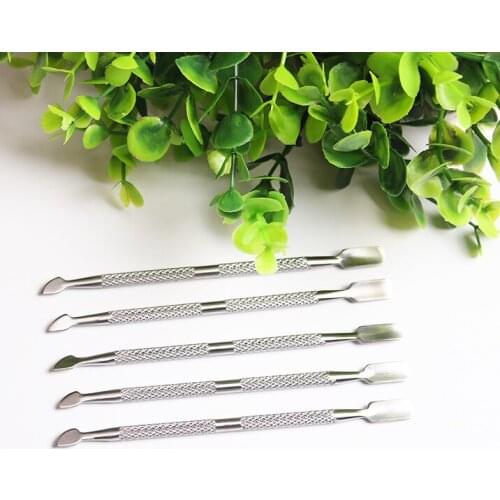 5Pcs/Lot 2 In 1 Way Cuticle Spoon Pusher Nail Art tools Remover Stainless Steel Essential Beauty Pedicure Manicure Care Cleaner