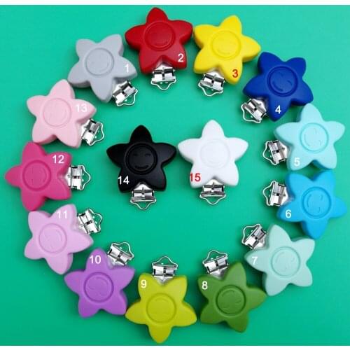 5PCS BPA Free Silicone Baby Pacifier Clip Dummy Teether Chain Holder Sutoyuen Suspender Clip DIY Soother Teething Necklace Charm