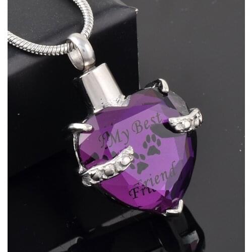 5 colors Crystal Heart Pendant Necklace Women Pet Ash Holder Necklaces & Pendants Collares Cremation Jewelry