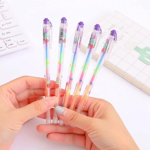 60 Pcs Per Set Korean Stationery Student DIY Handmade Album Color Highlighter Six Colors In One Color Changing Pen