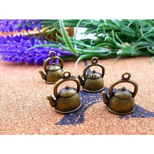 75pcs 20*17*10mm 3D Kettle Charms Teapot tibetan Bronze DIY Retro Jewelry Bracelet Necklace charms pendant