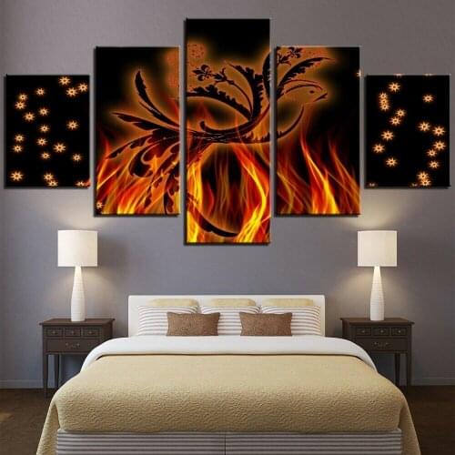 No Framed Bird Life Rebirth Abstract 5 Panel Canvas Picture Print Wall Art Canvas Painting Wall Decor for Living Room