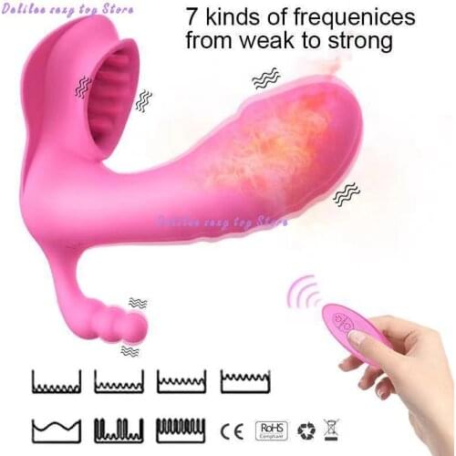 Wearable butterfly penis vibrator heating G-spot clitoris stimulator wireless invisible underwear massager sex toys For Women
