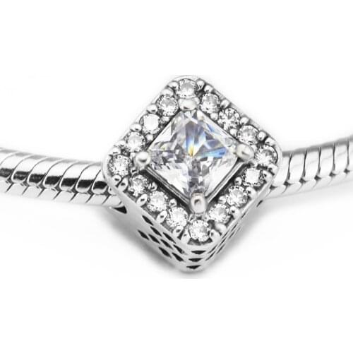 DIY Beads Geometric Radiance Charm Clear CZ Hot Sale Jewelry Fits Original Charms 925 Silver Bracelets Beads For Jewelry Making