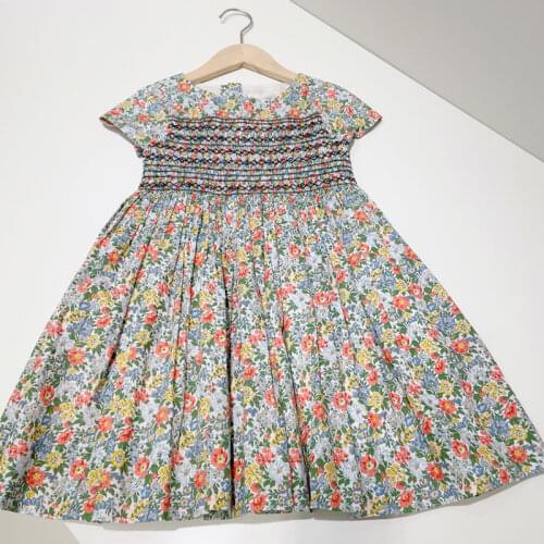 Kids Girl Smocked Dress Summer Toddler Spanish Handmade Smocking Embroidery Dresses Children Clothes Vestidos 2 3 4 5 6 Years