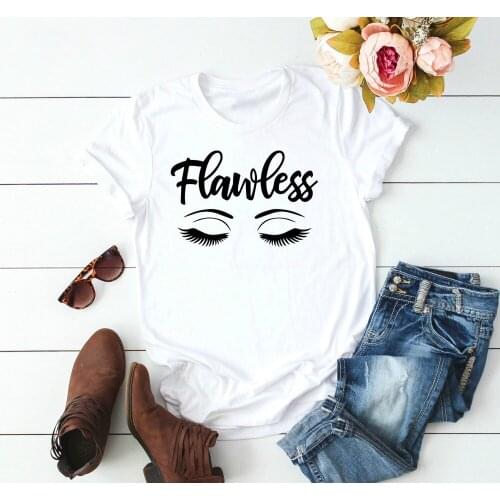 Grunge T-shirt Tee Flawless Shirt Eyelash Graphic 90s Young Street Style New Aesthetic Tumblr Babygirl Harajuku Cotton