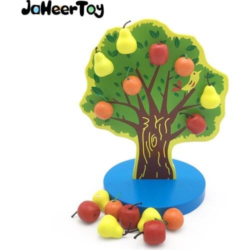 JaheerToy Magnetic Apple Orange Pear Tree Wooden Toys for Children Montessori Educational Baby Toy 3-4-5 Years Old Family Games