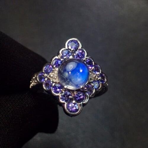 Fine Jewelry Real 18K Gold AU750 100% Natural Moonstone Gemstone 2.1ct Females Rings for Women Fine Rings