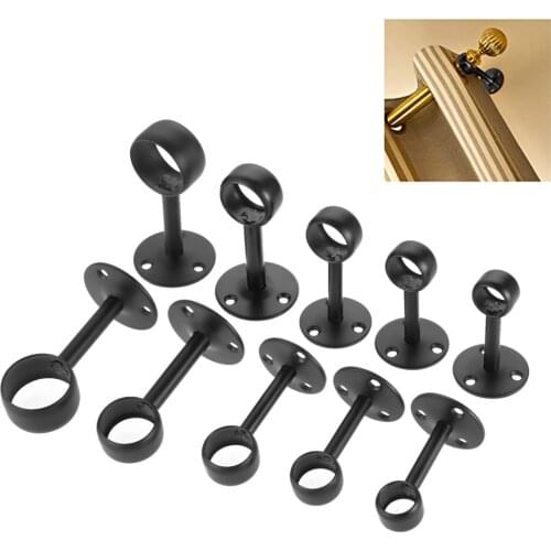 2Pcs Curtain Ceiling-Mount Bracket Stainless Steel Flange Rod Holder Closet Pole End Supports Socket for 16/19/22/25/32mm Tube