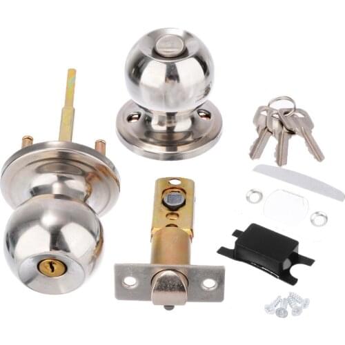 Stainless Steel Round Door Knob Set Ball Door Knob Handle for Bedroom Bathroom Handle Lock With Key Hardware Door Knobs