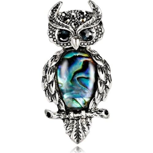 Fashion high-end elegant natural shell owl brooch ladies brooch animal banquet wedding brooch gift