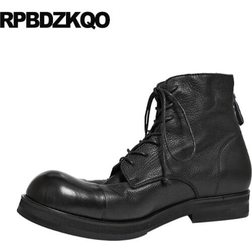 Lace up men black shoes oxford round toe formal full grain leather boots faux fur dress booties autumn party genuine winter