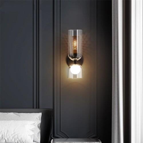 Nordic Wall Lamp Wrought Iron Glass Two Heads Mirror Light For Living Room Bedroom Bedside Study Modern Decorate Home Wall Lamp