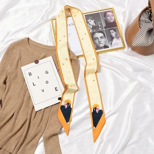 NEW Small Silk Scarf Womens Spring Autumn Narrow Fashion Long Strip Arm Bag Ribbon Neckerchief Small Ribbon SJ365