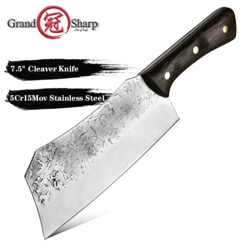 Grandsharp 7.5 Inch Hand-forged High Carbon Chefs Knife Butcher Slicing Knife Meat Bone Cutter Cooking Tools Camping Slicer