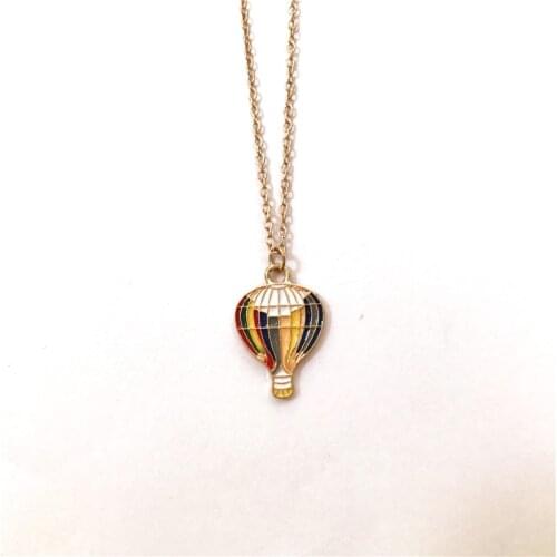 Enamel color Hot Air Balloon necklace metal choker chain balloon pendant necklace fashion costume jewellery handmade boutique