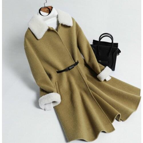 Wool Coat Female Double-Sided Alpaca Woolen Jackets Long Women Cashmere Coats 2020 Korean Autumn Winter Jacket XFY125AY