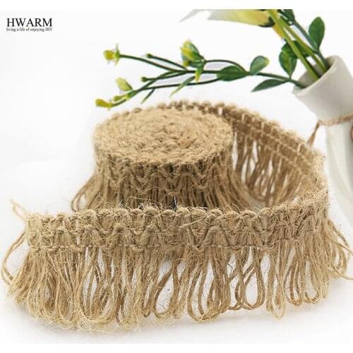 20yard Linen christmas wedding lace fabric ribbon braided fringed tape suspender 3cm linen rope lace DIY hand-made shoes hat