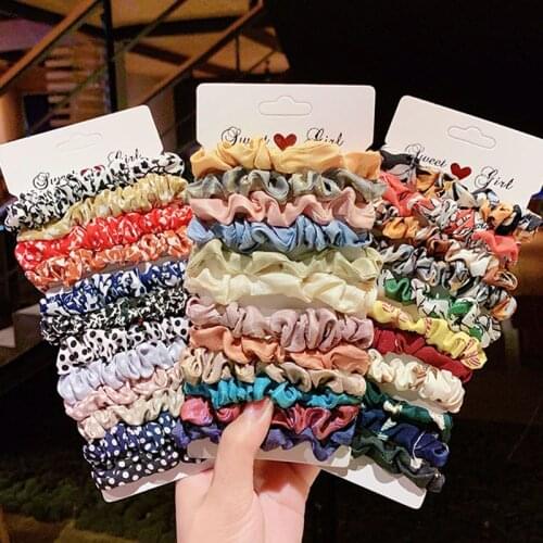 4/6PCS/Set 2021 Women Elegant Print Flower Dot Elastic Hair Bands Ponytail Holder Scrunchie Rubber Band Fashion Hair Accessories