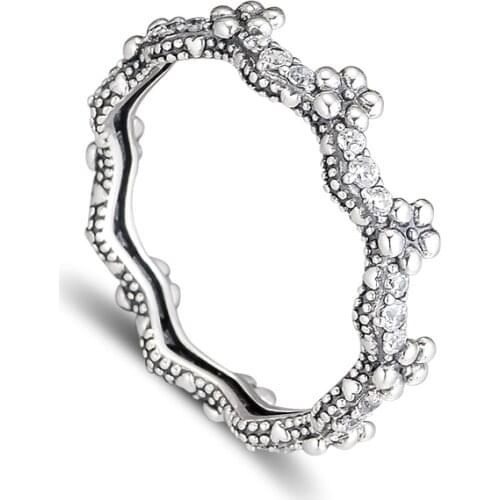 Garden Flower Crown Ring Sterling Silver Jewelry Rings For Woman Party Fashion Female Rings Jewelry Making