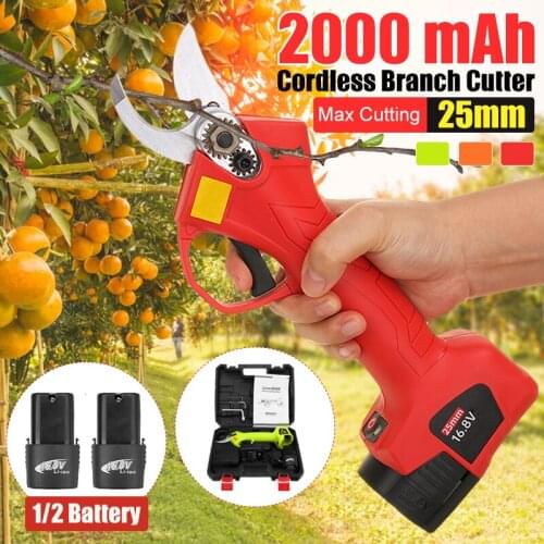 16.8V Cordless Pruner Electric Pruning Shear with 2pcs Lithium-ion Battery Efficient Fruit Tree Bonsai Pruning Branches Cutter