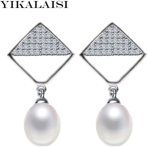 YIKALAISI 925 sterling Silver Jewelry for women natural freshwater pearl jewelry 8-9mm office pearl earrings