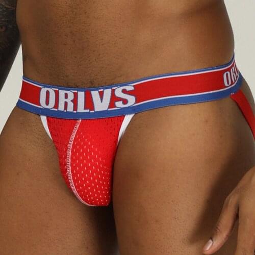 ORLVS Brand sexy gay jockstrap men thongs gay string sissy panties cueca tanga hombre ropa interior hombre gay thong sexy jocks