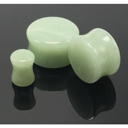 1pair natural stone ear tunnels body piercing flesh tunnel expander green stone double flare piercing jewelry 5mm-16mm men women