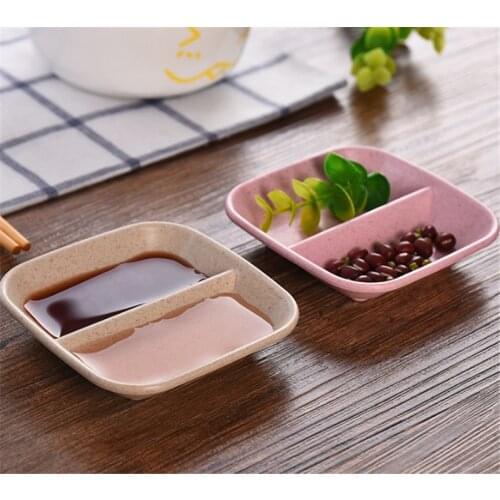 Versatile Wheat Straw Double Grid Sauce Dish Dish Sauce Vinegar Tableware Restaurant Kitchen Supplies Seasoned Tableware Tools