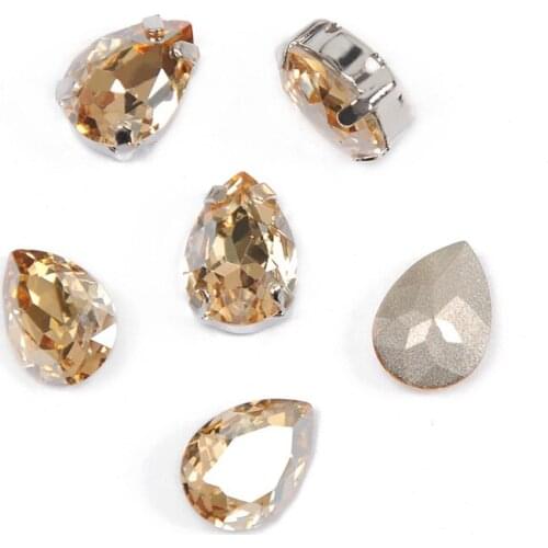 Golden shadow packaging Glass Pear Drop crystal pointed back rhinestone for DIY beauty fashion Jewelry accessories bead
