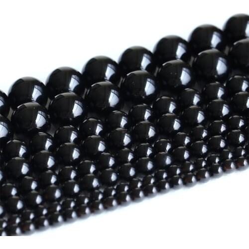 Natural Genuine Morion Black Quartz Crystal Round Beads 4-18 15" 05213