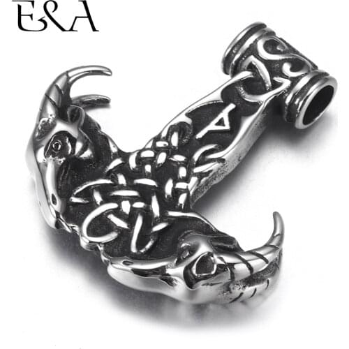 Stainless Steel Viking Goat Head Anchor Pendant Hole 5mm DIY Jewelry Parts Mens Necklace Pendants Jewelry Making Accessories