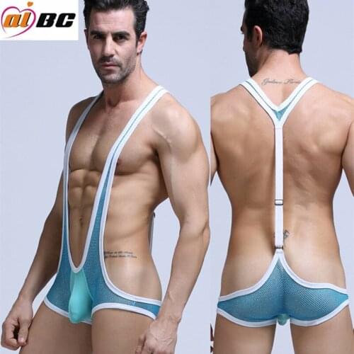 WJ Mens Manufacturers Wholesale Sexy Elastic Mesh Breathable Fitness Jumpsuits Underwear