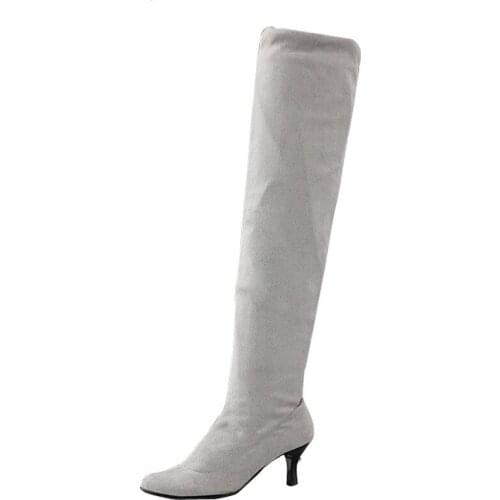New Low Heels Over The Knee Boots Women Faux Suede Thigh High Boots Autumn Winter Sexy Lady Shoes Woman Plus Size 34-43 XKD2129