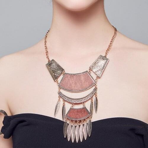 Bohemian Euro Necklaces Wood metal Vintage Neck Antic Choker Collar Statement Necklace for Women National Style Black Boho neck