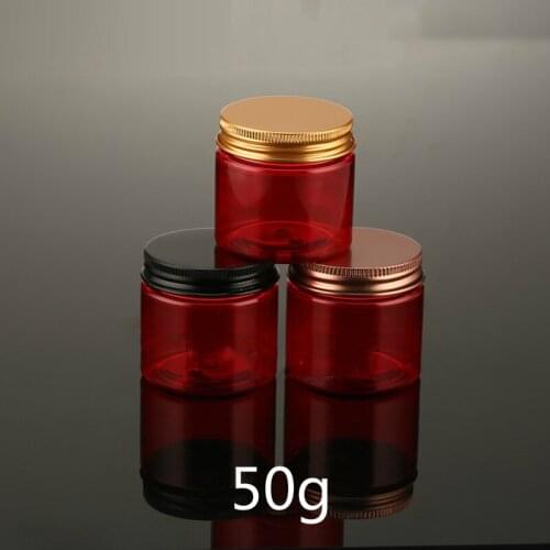 10pcs 50g Red Plastic Empty Jar Cosmetic Makeup Lotion Cream Container Candy Tea Sample Storage Pill Travel Bottle Free Shipping