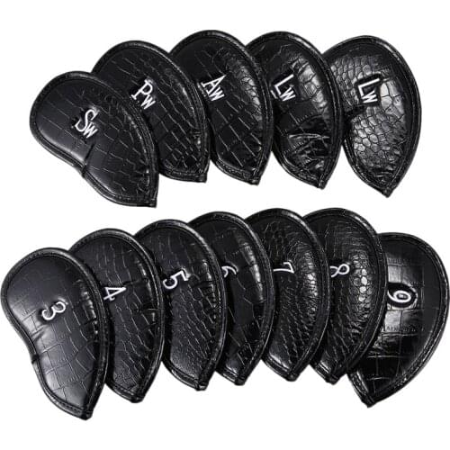 12Pcs Exquisite PU Golf Club Cap Protector Golf Iron Head Cover Set Accessories