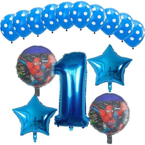 15pcs Spiderman Super Hero Foil Balloons 1 2 3 4 5 6th Birthday Theme Party Decoration Number Balloon Kids Inflatable Toy Globos